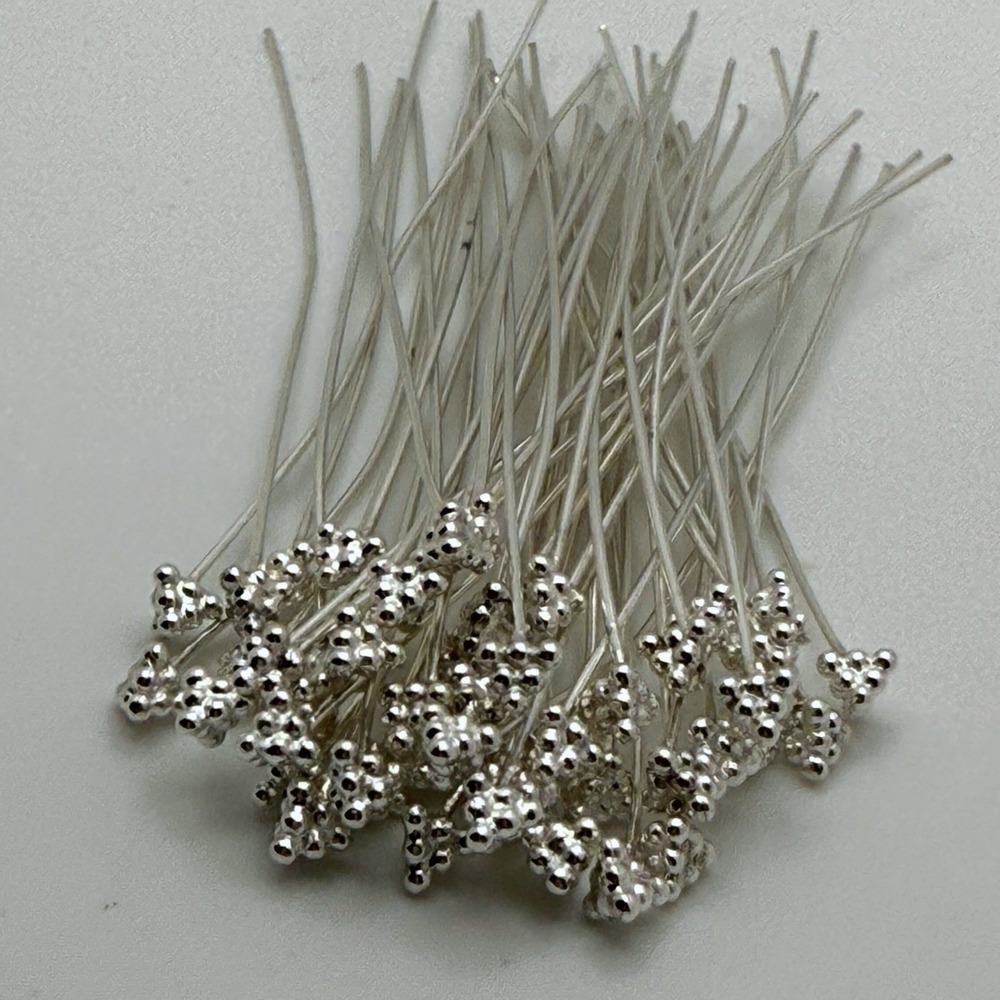 50pc Sterling Silver 2.5" Ball Cluster Headpins 24 Gauge Jewelry Making CF53